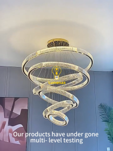 Modern home decoration crystal chandelier stair Pendant lamp living room Pendant lights interior lighting Tricolor With APP/Remote