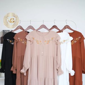 Nabila Dress Wanita Remaja Dewasa Terbaru 2022: Gamis Kekinian Modern Model Import Bahan Crinkle Airflow Busui Friendly Premium Fashion Muslimah Hijab Simple Casual Elegant Outfit Trendy Terlaris Bisa COD