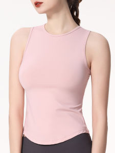 Womens Sport Vest Summer Sleeveless Yoga Fitness Outdoor Running Quick Dry Clothing Loose Fit Polyester Gym Training Top