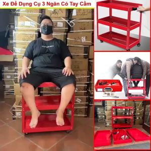 Xe đẩy đồ nghề 3 ngăn - xe đẩy dụng cụ 3 tầng Hàng nhập khẩu