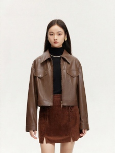 Vero Moda | Áo Khoác PU Dáng Thẳng Cổ Đứng Sang Trọng
