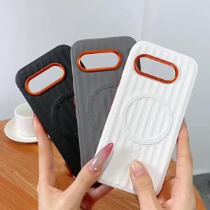 3D Corrugated Stripe Stylish Business Luggage Magnetic Case for Google Pixel 10A 9 Pro XL Hard Metal Lens Protect Charging Funda