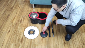 👍CHEAPEST!👍 Mop Bucket Set Stainless Steel with Spin 360 Wringer and 2 Microfibre Mop Pad Head with Spin Dry