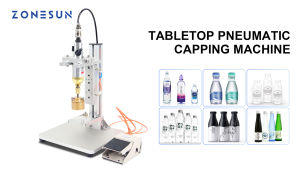 ZONESUN ZS-XGPZ1 Pneumatic Capping Machine for 10-50mm Bottle Screw Caps and Lids Tabletop Portable Packaging Small Production