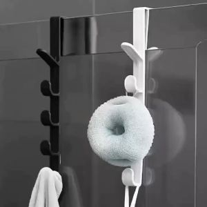 4 Layers Metal Hats Hanger Cloth Hook Strong Vertical White Coat Hook Over Door Rack for Hanging Bags Jams Scarf Keys and More