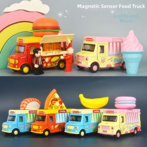 Cartoon Fun Magnet Induction Music Food Truck Toy Car Model