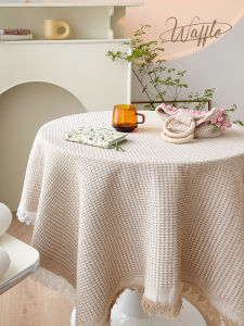 Mandarin Orange French Ins Style Cotton Linen White Lace Tablecloth Tea Table Cloth High-End round Tablecloth Dining Tablecloth