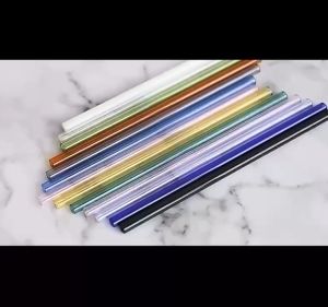 Sedotan Kaca Tebal Lurus Bengkok Transparan Anti Panas Glass Straw Warna