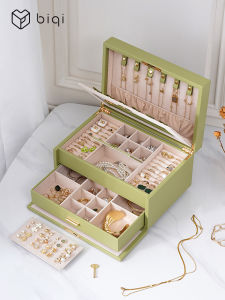 BIQI Sparkling Jewelry Box High End Elegant Ring Earring Necklace Storage Box Large Capacity Leather Material Bedroom Organizer