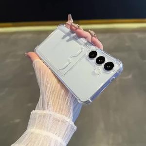 Card Slot Shockproo Silicone Quality Clear Soft Phone Case For Samsung Galaxy S25 S24 S23 S22 S21 Plus Note 20 Ultra S20 FE Case