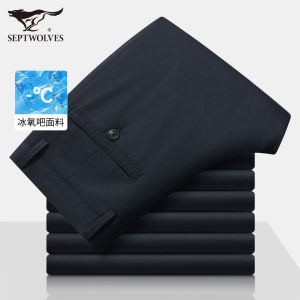 Septwolves Mens Ice Silk Casual Pants Summer New Style Elastic Breathable Thin Straight Leg Long Trousers Fashionable Mens Wear