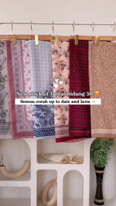 ZOE ARISAH BIDANG 50 PRINTED BAWAL Hijab Tudung Bercorak Square Cotton Voile Scarf Shawl Segi Empat VIral New ZOE ARISSA