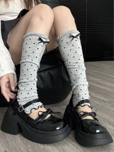 Polka Dot Bows Foot Sock Womens Autumn New Arrival K-style Ins Calf Socks Cute Bubble Mouth Leg Warmer Bunching Socks