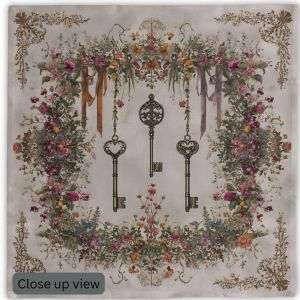 VIKAMA Retro Flower Old Key Tablecloth Forest Witch Altar Cloth Tarot Divination Ceremony Tablecloth Tarot Card Tablecloth