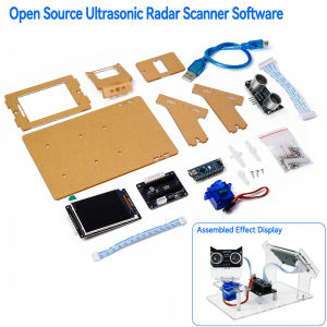 diymore | Ultrasonic Radar Scanner Electronic DIY Kit HXFB Graphical Programming Core Board Development 0-180 Degrees Servo Scanning