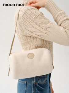 Moonmoi Fashion Push Large Capacity Plush Splicing Lychee Skin Logo Pen Holder Bag Casual Simple Style Womens Handbag