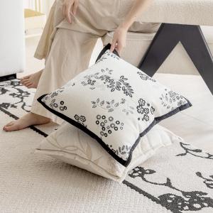 French Vintage Embroidered Flower Bird Pillow Cover Sofa Living Room Tatami Pillow Case without Core Square Removable Washable