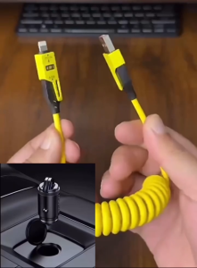 Tẩu sạc nhanh mini Hyundai C13 PD30W và USB QC3.0 dùng trên ô tô - Cáp sạc đa năng 4 trong 1 công suất 65W