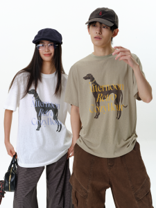 Roaringwild | Vintage Contrast Dog Print Mens T-Shirt