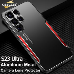 KISSCASE For Samsung S23Ultra Case Shockproof Armor Metal Case For Samsung Galaxy S23 Ultra Plus S23+ S23 S22 Ultra Plus Silicon Bumper Aluminum Matte Camera Protector Phone Cover
