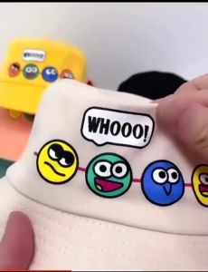 Little.Daisy98 หมวกเด็ก หมวกปีกรอบ สีสันสดใส มีสายคล้องคาง