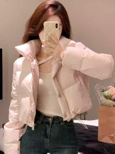 WANGGONGZHU | High Waist Stand Collar Down Cotton Jacket Women Winter New Style Slim Fit Short Bread服 Outerwear Princess Style Commute