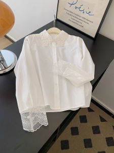French Lace Splice Doll Collar Long Sleeve Shirt Womens Design Sense Base Layer Inner Wear Small Shirt Korean Style Commute Wind