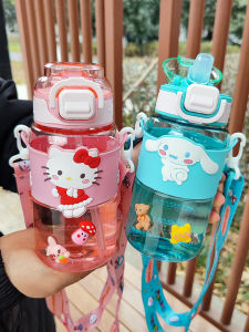 Portable Childrens Straw Cup School Bag Boys Water Bottle Girls Handheld Cute Style PC PP Silicone Material 600ml Capacity