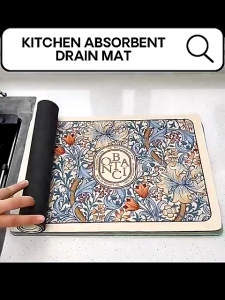 Home2U🏡 Kitchen Mat Drain Pad Anti-Slip Mud Pad Desktop Drying Dish Mat Water Tableware Basin Sink Water Absorbing Mat