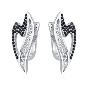 Black Awn 2026 New Heart Hoop Earrings For Women Classic Silver Color Trendy Spinel Engagement Fashion Jewelry I278