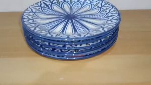 PORCELAIN PALACE MOROCCAN BLUE & YELLOW PALETTE SAUCER / CAKE PLATE / UNDER LINER SIZE 6 INCHES