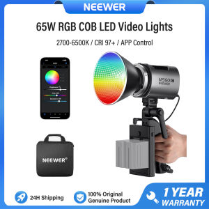 NEEWER 65W RGB COB LED Video Light Đèn Video ไฟวิดีโอ ไฟสปอตไลท์โลหะขนาดเล็ก ควบคุมด้วยแอป 2700K-6500K 8300 ลักซ์/1 ม. CRI97+/TLCI98+ เอฟเฟกต์ 17 แบบ MS60C