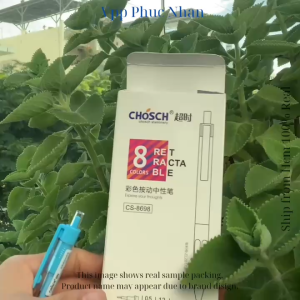 Hộp 12 Cây Viết Gel Nước Bấm Chosch 8698 Ngòi 0.5mm Có Đệm Tay Viết Êm Mượt Màu Mực Đẹp