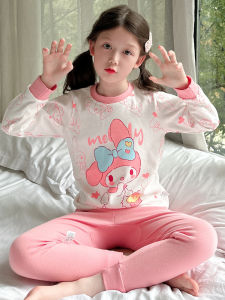 Girls Cotton Pajamas Cartoon Warm Underwear Home Clothes Spring Autumn Pure Cotton Thermal Suit Baby Girls Comfortable Sleepwear