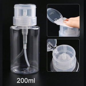 200ml Press Type Empty Liquid Bottle Reusable Nail Art Cleaner Alcohol Dispenser Refillable Storage Bottle