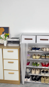 Multi-tier Foldable Shoe Rack Cabinet With Dustproof Curtain Storage And Organiser Dustproof Slim Outdoor Cabinet