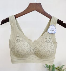 เสื้อชั้นในลูกไม้บางสไตล์วิสโคสแบบสวมหัวสำหรับผู้หญิง ไร้สาย ป้องกันการหย่อนคล้อย ดีไซน์หลังสวยงาม เสื้อชั้นในแบบเกาะอก