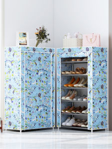 Simple Multi-layer Shoe Rack Indoor Dustproof Cover for Rent House Entrance Dormitory Narrow Cabinet Metal Structure