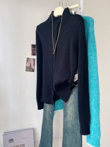 MANMI | Áo Cardigan Len Cổ Tròn Phong Cách Tối Giản Đơn Giản Thanh Lịch