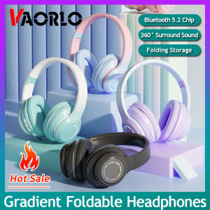 VAORLO 2023ไล่ระดับสีแบบดั้งเดิมไฟ LED ชุดหูฟังเพลงไร้สายหูฟังบลูทูธพร้อมไมโครโฟนหูฟังเล่นเกมส์เด็กของขวัญคริสต์มาสที่น่ารัก