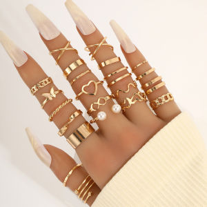 Corinna Design Sense Open Ring Niche Butterfly Ring 22-piece Set Simple Joint Ring Women