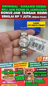 CASIO ORIGINAL - CASIO LTP-V001D-7B - WOMEN - Silver - Stainless Band - Jam dunia JD17ST # Jam Tangan Wanita Cewek Anti Air Digital Analog + CASIO LTP V001D 7B LTP-V001D V 001 D LTPV001 LTP-V001 LTPV001D LTP-001 V001 $ WR0 STS KC7