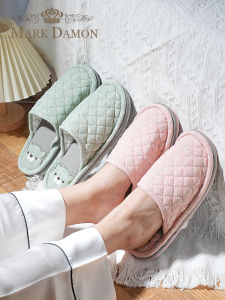 Thickened Pure Cotton Fabric Soft Bottom Three-layer Head Enclosed Cotton Slippers Mens Indoor Home Slippers Winter Quiet Couple