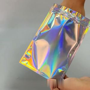 MI-C1104 Plastik Klip Hologram Flat Packaging Bungkus Makanan Bumbu Plastik / Ziplock Hologram Foil