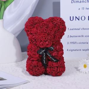 Simulated Flower Crafts Small Ornaments Teddy Bear Creative Rose Bear Mothers Day Christmas and Valentines Day Gifts