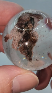 (SG Seller) Top Grade Natural High Clarity White Quartz  and Green Phantom Symbiosis Quartz Ball 4cm