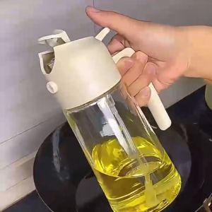 630ml large capacity 2in1 oil dispenser oil sprayer for cooking oil spray bottle spray and pour oil bottle glass condiments bottle seasoning bottle spray oil for cooking condiments dispenser sprayer bottle air fryer oil spray kitchen wares and utensils