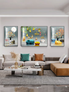 Accessible Luxury Lucky Deer Living Room Decorative Painting Fancy Three-Piece Painting Elegant Sofa Wall Painting Harmony and Wealthy Mural