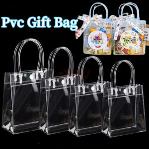 Plastic Transparent Gift Bag PVC Material Tote Bag Reusable Handle Bag Simple Fashion Packaging Bag