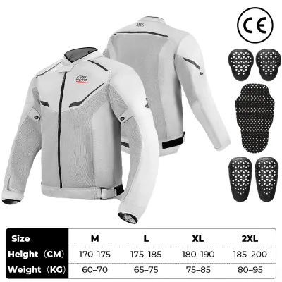 KEMIMOTO Mens Motorcycle Jacket Summer Soft Mesh CE Certified Protector Gear Breathable Riding Cycling Outfit